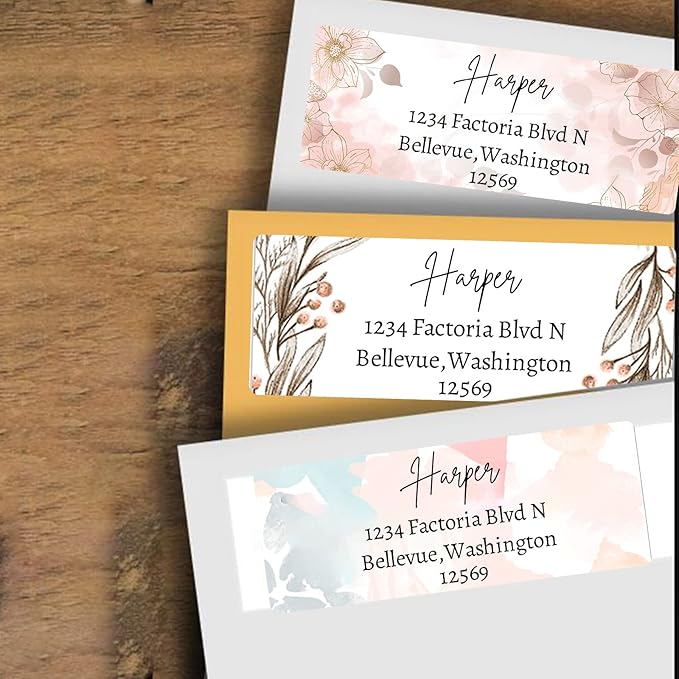 LINMAGCO Personalized Return Address Labels Gold 500 Pcs Mail Labels for Envelopes Weddings Self Adhesive Rectangle Elegant Name Stickers……