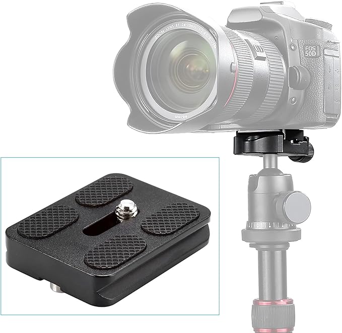Neewer Pack of 2 PU-50 50 mm Universal Metal Quick Release Plate with 1/4 Inch Screw, Compliant with Standard for Camera Tripod Ball Joint (Black)