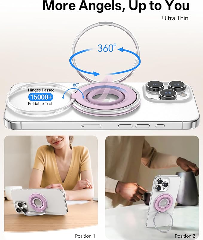 [2025 Upgrade] Magnetic Phone Grip for MagSafe, 360° Rotation Phone Ring Grip Stand, Finger Kickstand Two-Sided Magnet Compatible with iPhone 17/16/15/14/13/12/11 Pro/Max MagSafe Accessories