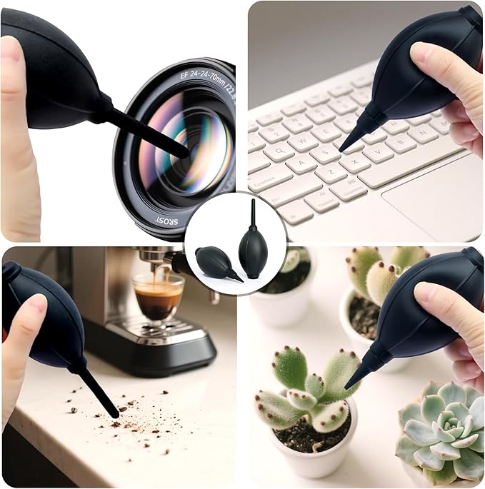 VVEASIER Silicone Soft Tip Manual Air Blower,Dust Cleaner for DSLR,Camera Lens,Camera Sensor,LCD,Keyboard,Watch,Coffee Machine,Cleaning Air Blower (Long+Short Nozzle)