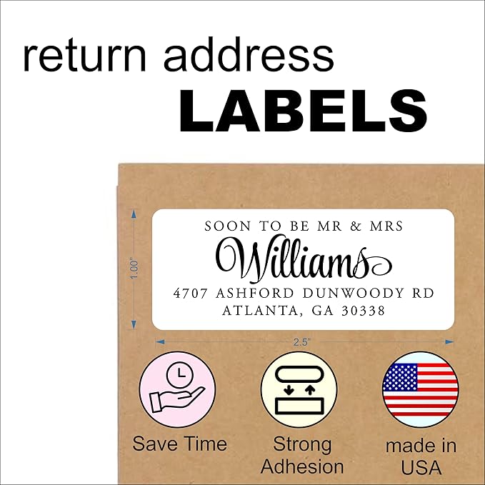 White Address Labels - Personalized Name Stickers, Custom Printed Return Mailing and Shipping Labels for Envelopes, Packages, Business, Home by PrettySweetParty (1000, Serif and Script)