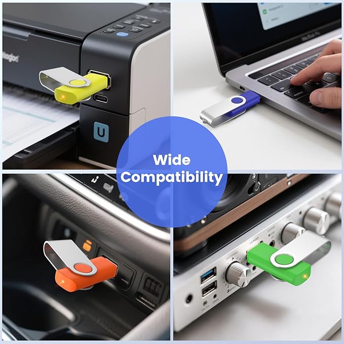 ABLAZE 500 Pack Bulk USB Flash Drives, Wholesale USB 2.0 Thumb Drives 128MB/1GB/2GB/4GB/8GB/16GB/32GB, Mixed Colors, No Logo