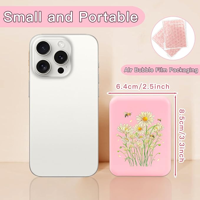 Cute Daisy Travel Compact Mirror with Light for Purses 1X/2X Magnification Small Led Portable Pocket Makeup Mirror, Trendy Stuff Christmas Birthday Gifts Stocking Stuffers for Teen Girls Women