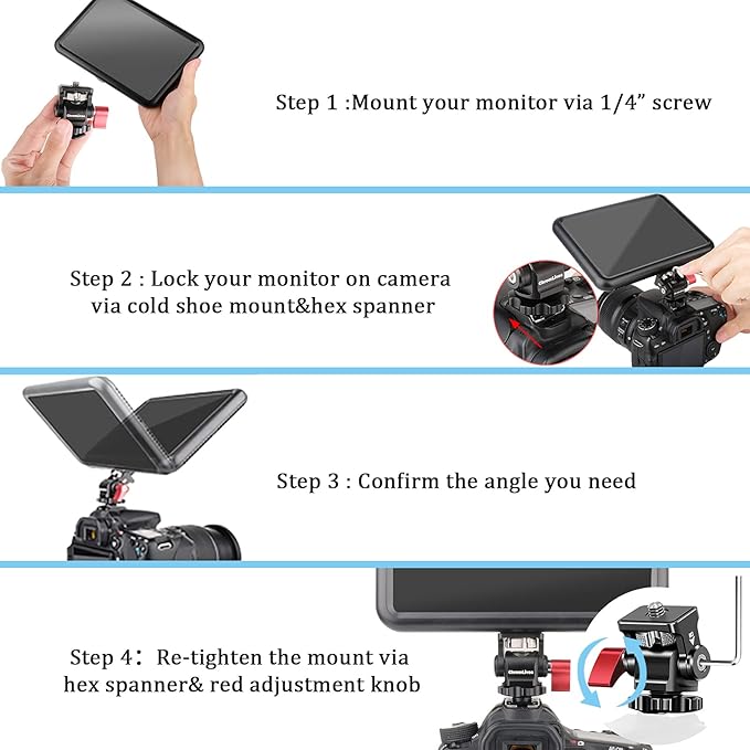 Field Monitor Mount Holder,ChromLives Swivel and Tilt Adjustable Camera Monitor Holder Mount with Cold Shoe for 5/7 inch Monitors,Support Tilt 180° and Swivel 360°(Updated Design)