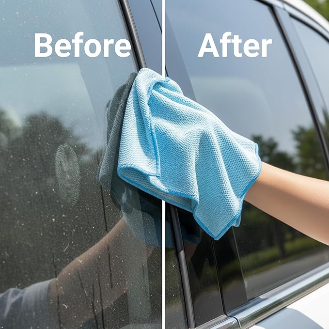 Glass Cleaning Cloth - 6 Pack Lint Free Stainless Window Cleaning Cloth,15.55” x 15.55” Microfiber Cleaning Cloth,Glass Towels for Polising Mirrors Stainless Steel Surface (White Purple Blue)