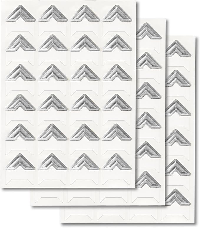 GOONAVI 15 Sheets 360 Pcs Acid-Free Photo Corners, Self-Adhesive Mounting for Wedding Scrapbook Supplies, DIY Photo Album, Journal, Guest Book, Memory Book (Sliver)
