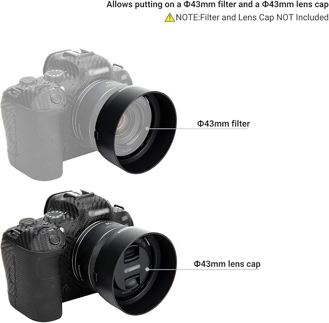 Lens Hood for Canon RF 50mm F1.8 STM on EOS R6 R5 RP R Camera, Reversible Lens Shade Replace Canon ES-65B Lens Hood, Compatible with 43mm Filters and 43mm Lens Cap