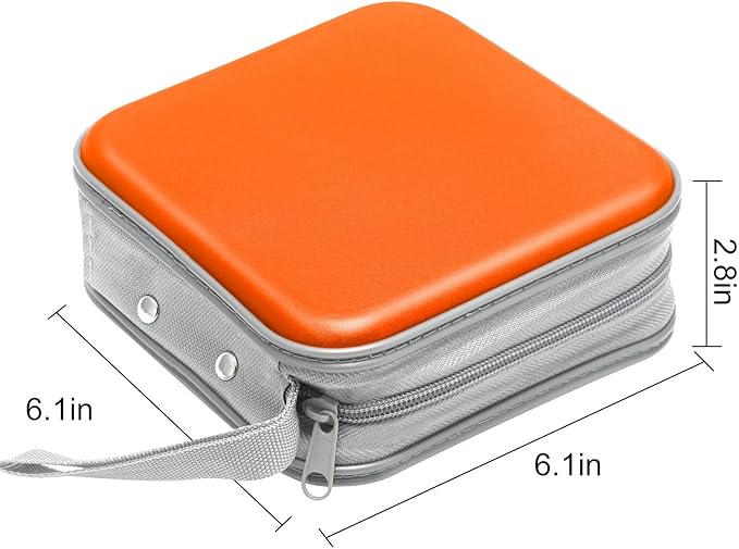 CD Case, 40 Capacity CD/DVD Case Holders Wallet Hard Plastic DVD Disc Cases Storage Binder for Car Home Office Travel (Orange)