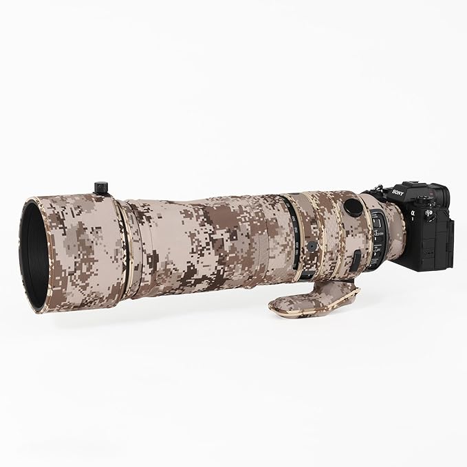 CHASING BIRDS Lens Camouflage Waterproof Coat for Olympus 150-600mm F5-6.3 is ED MSC Rainproof Lens Protective Cover (Brown Grid, with 1.4X and 2.0X TC)