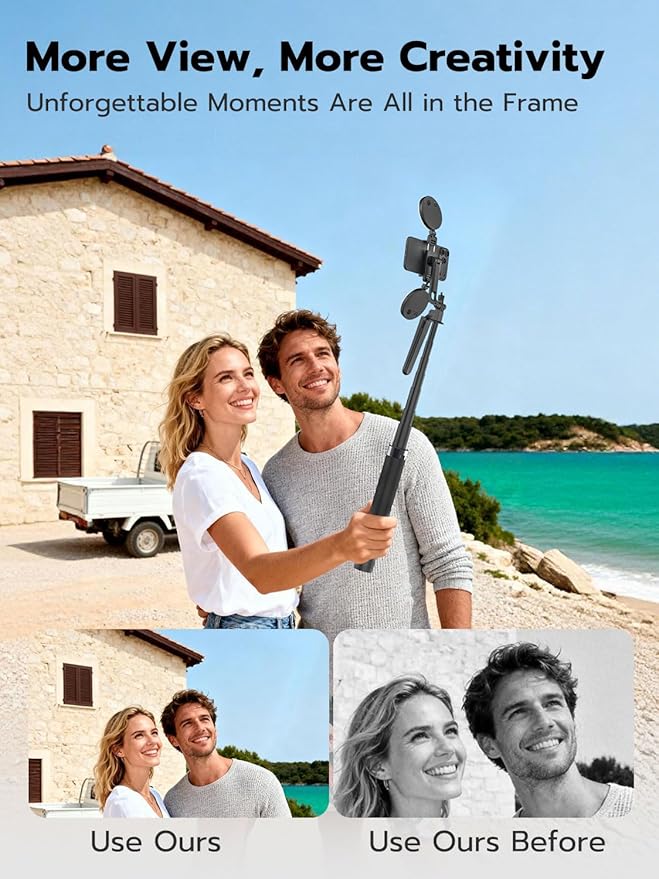 USKEYVISION 70" Multifunctional Phone Tripod for iPhone with Light, Extendable Selfie Stick with Remote for iPhone & Android 360° Rotation Phone Tripod Stand for Video Recording/Photography(UT-02)