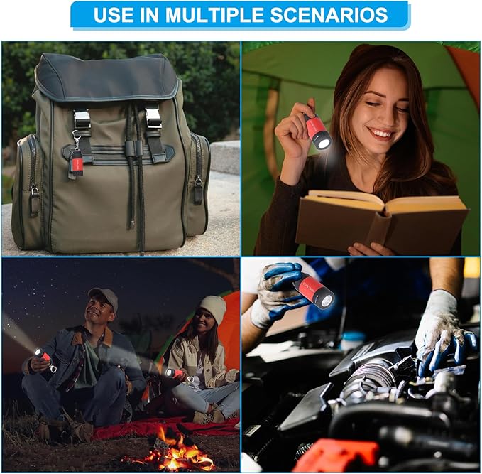 PATIKIL Mini Keychain Flashlight, Pocket LED Flashlight Portable Torch USB Rechargeable for Outdoor Camping Party, Dark Blue