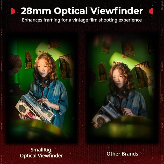 SmallRig 28mm External Optical Viewfinder, 4:3 Viewfinder, 5-Lens Optical System with Vintage Film-era Shooting for FUJIFILM, for Leica, for RICOH, for Canon, for Sony, for Nikon - 5387
