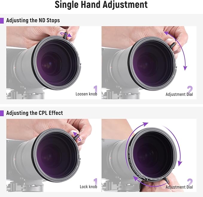 NEEWER 82mm True Colors Variable ND&CPL Filter with Putter, ND3-64(1.5-6 Stops), 2 in 1 Adjustable Limited Neutral Density & CPL Filter, Multi Coated HD Optical Glass/Aluminum Frame/Scratch Resistant
