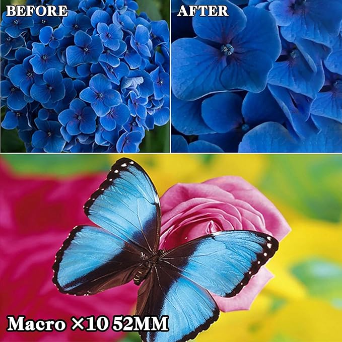 10 in 1 Cell Phone Camera Lens Attachments, 52mm Clip On CPL Polarized Phone Camera Lens Filter with 10 x Macro Lens, 7 Color Lens Filters and Polarized Lens for iPhone and Other Phones