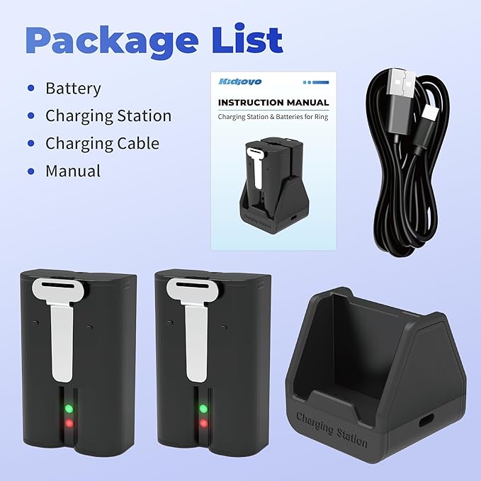 2 Pack Replacement Battery for Ring Doorbell - 7200mAh Rechargeable Quick Release Batteries with Charger Station for Ring Doorbell Stick Up Cam Spotlight Cam and Other Cam, Long-Lasting Life