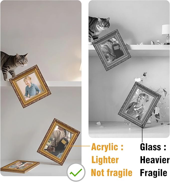 5×5 Gold Picture Frame - Picture Frames for Wall Hanging And Tabletop Display, Vintage Photo Frame for Poster,Vintage Frames,Christmas Frames,with Durable Plexiglass