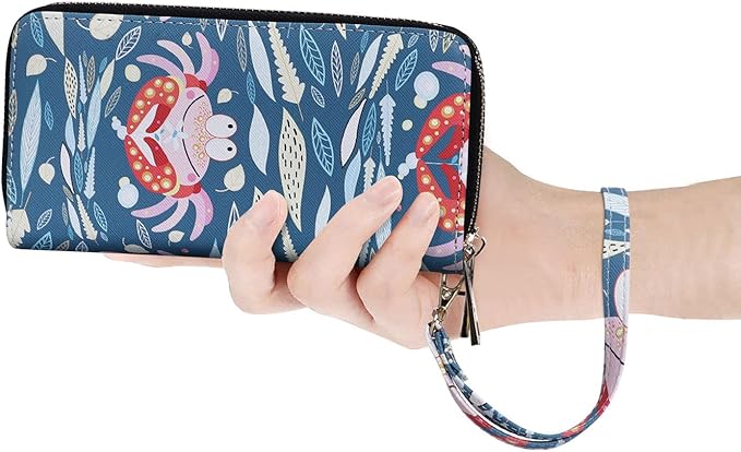 Cellphone Wallet for Women Dual Zipper Long Purse with Removable Wristlet