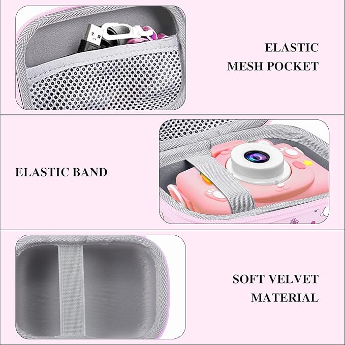 Leayjeen Kids Camera Case Compatible with Goopow/Mgaolo/CIMELR/Seckton/OZMI/Dylanto Kids Camera Toys, Christmas Birthday Gifts for Girls for Girls Boys. (Case Only) Pink Rabbit