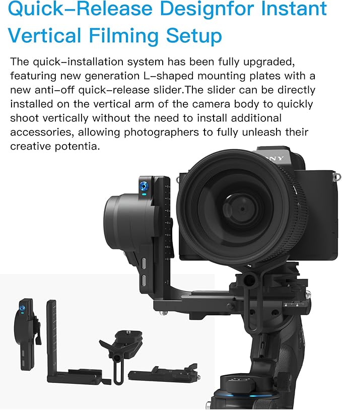 FeiyuTech SCORP 2 Gimbal Stabilizer for DSLR and Mirrorless Camera, Integrated Al Tracking, 3-Axis Camera Stabilizer Fits for Sony Canon Fuji Nikon, 5.5lbs Payload Touch Screen Vertical Shooting