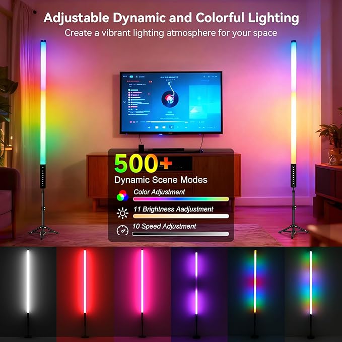 4 Pack RGB DJ Tube Lights 4ft LED Video Stick Lights with Stand 5000mAh Battery Powered Color Neon Light Bar for Parties Dance 360 Photo Booth Studio Photography Wedding Stage Lighting