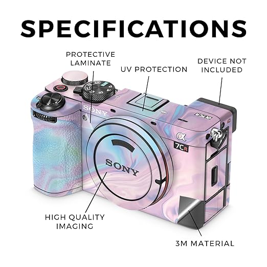 Camera Skin Compatible with Sony Alpha 7CR Camera (2023) - Pastel Wave - Premium 3M Vinyl Protective Wrap Decal Cover - Easy to Apply | Crafted in The USA by MightySkins