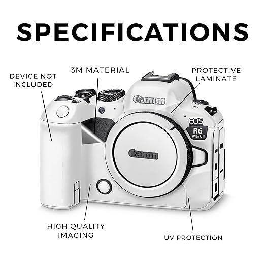 Glossy Glitter Camera Skin Compatible with Canon EOS R6 Mark II Camera (2022) - Solid White - Premium 3M Vinyl Protective Wrap Decal Cover - Easy to Apply | Crafted in The USA by MightySkins