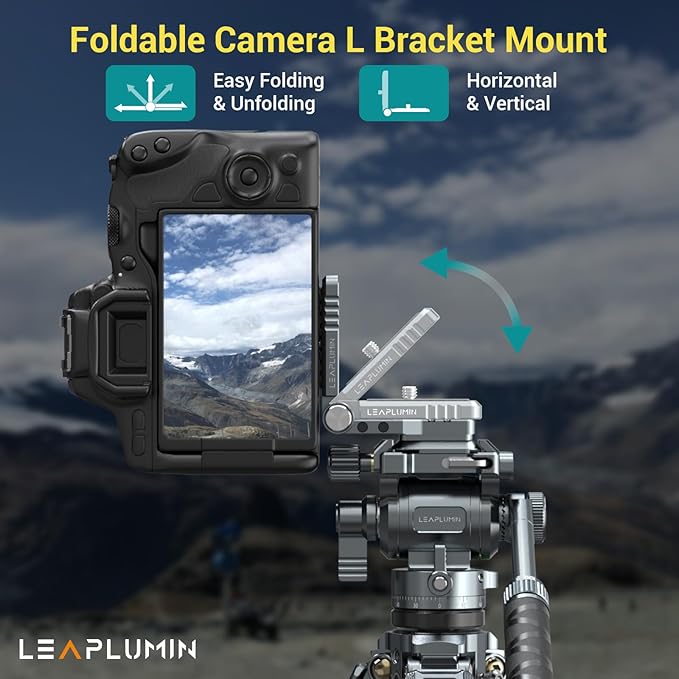 Leaplumin Foldable DSLR Camera L Bracket，Lightweight Camera L Bracket Vertical Horizontal Switching Tripod Quick Release Plate Compatible with Canon Nikon Sony DJI Osmo Ronin Zhiyun Stabilizer Tripod