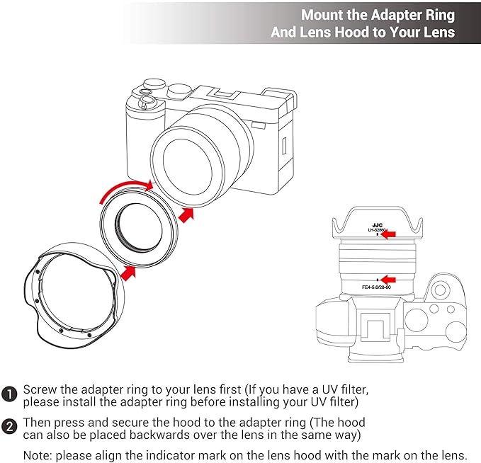 Petal Screw in Lens Hood for Sony FE 28-60mm f/4-5.6 Lens SEL2860 and Sony E PZ 16-50mm f/3.5-5.6 OSS Lens SELP1650 on Sony ZV-E1 ZV-E10 A7C A6400 A6300 A6100 A6000 with a 40.5mm Adapter Ring