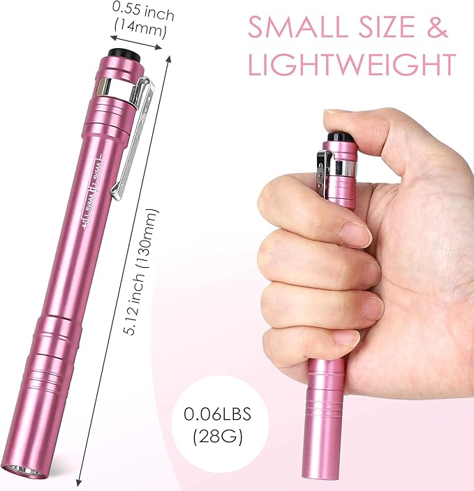 FASTPRO 6-Pack Pen Light, Aluminum LED Penlights with Batteries Included, Pocket Pen Flashlight with Clip for Inspections, Repairs, Camping and Emergencies, Pink