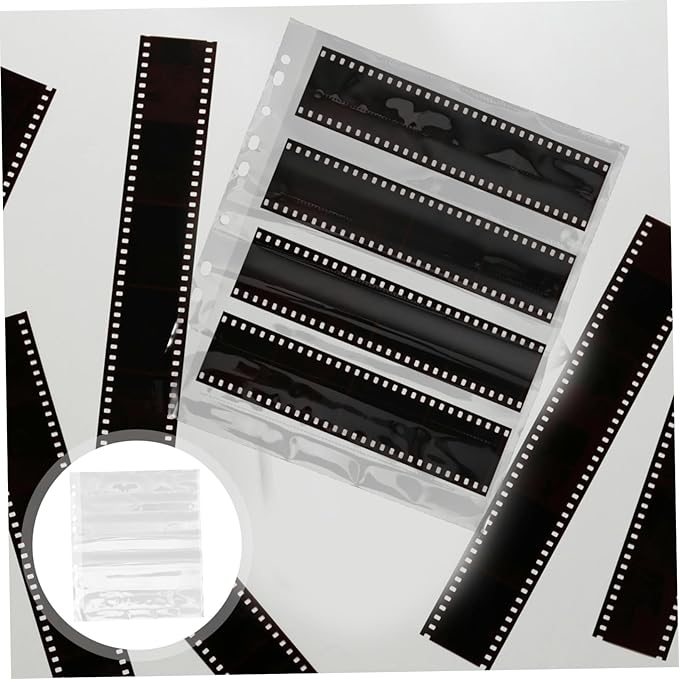 KICHOUSE 10pcs Film Negative Sleeves Heavy Duty Document Holders for Safe Photo Storage Archival Quality Protectors for Negatives and Slides Binder-Compatible Pages Kit