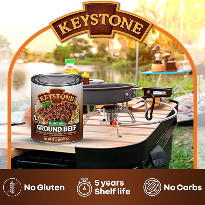 Keystone Meats Variety Pack – 12 Cans of All Natural Fully Cooked Canned Meat (3 Beef, 2 Chicken, 2 Turkey, 2 Pork, 3 Ground Beef) – Shelf-Stable, Ready to Eat – 5-Year Shelf Life – Pantry Staple for Camping, Hiking & Emergency Meals – Made in USA