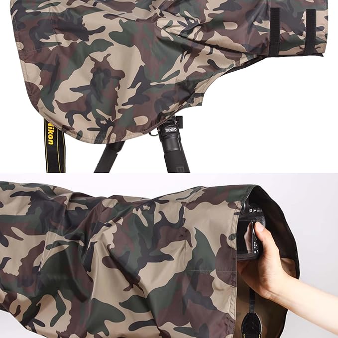 Rolanpro Waterproof Camera Lens Rain Cover Raincoat for Sony FE 400-800mm f/6.3-8 G OSS # Green Camo