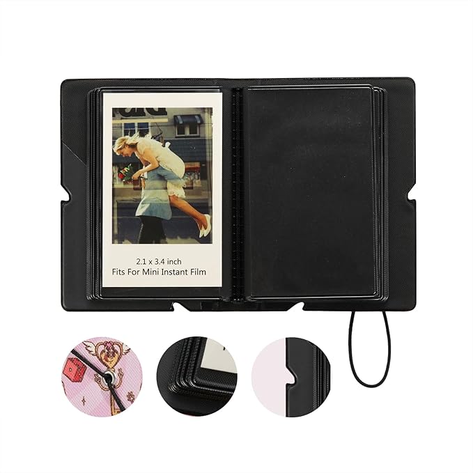 Mini 2x3 Small Polaroid Photo Album Book For 3 Inch Fujifilm Instax Mini 12 11 9 99 8 7+ 40 EVO Camera Film, HP Sprocket, K-pop Photocards. (Cartoon Valentine, 1 Pack)