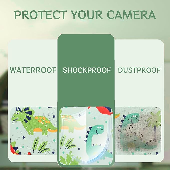 Leayjeen Kids Camera Case Compatible with Goopow/Mgaolo/HOOMOON/Hangrui Kids Camera Toys and Children Digital Video Camcorder Camera,Best Christmas and Birthday Gifts -Green Dinosaur(Case Only)