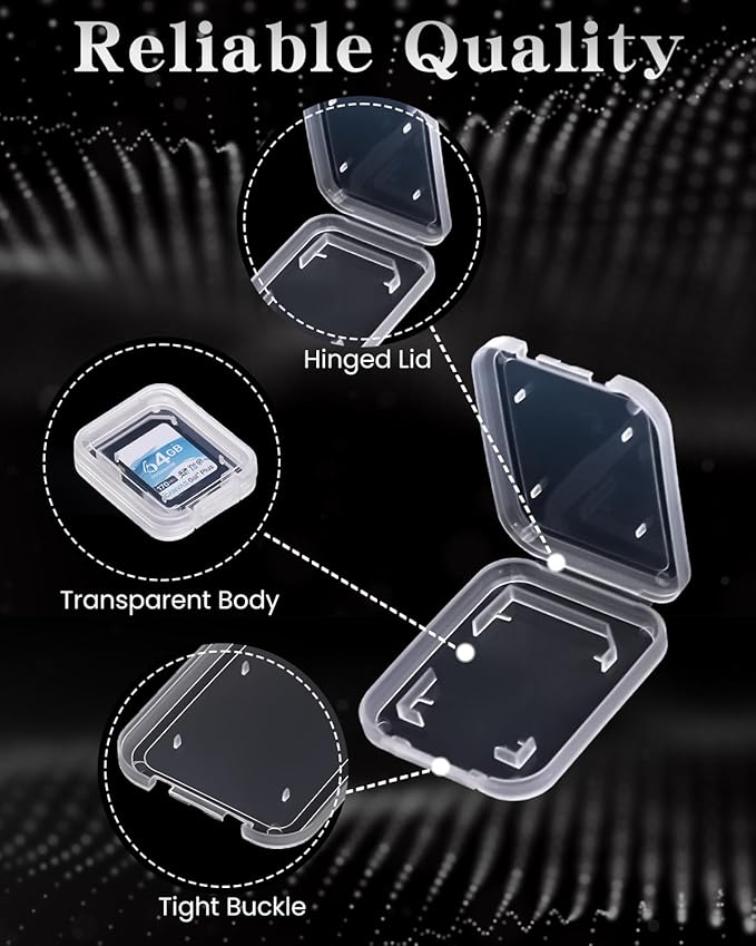 Pineraap 20PCS Clear SD Card Holder, Plastic Memory Card Case with Colorful Label Stickers Standard SDHC SDXC Micro SD Cards Organizer Portable Photography Storage Accessories