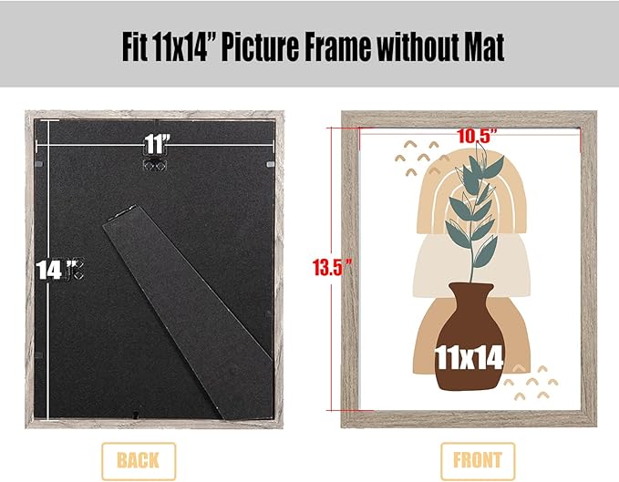 kennethan 11x14 Picture Frame Gray Set of 3, Wooden Poster Frame for Wall Mounting Display for Home, Office,Gallery,Holiday with Photos, Posters, Puzzles
