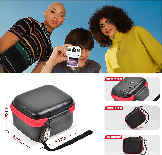 ANKHOH Digital Camera Case for Polaroid Go Generation 2 Gen 2/9035/9071/9070 Instant Mini Camera, Instax Film Cameras Storage with Mesh Pocket for Photo, Stickers (Box Only) (Black)