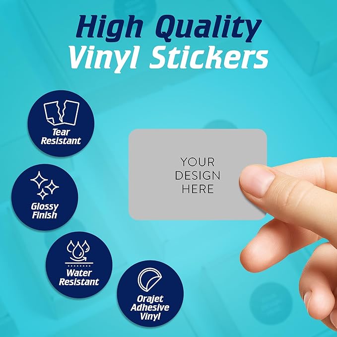 100 Custom Vinyl Stickers - Upload Your own Image, Text, Design, Logo - Personalized Logo Labels for Handmade, Packaging, Bottle, Jars, Candle, Brand Stickers (Gray, 5x3)