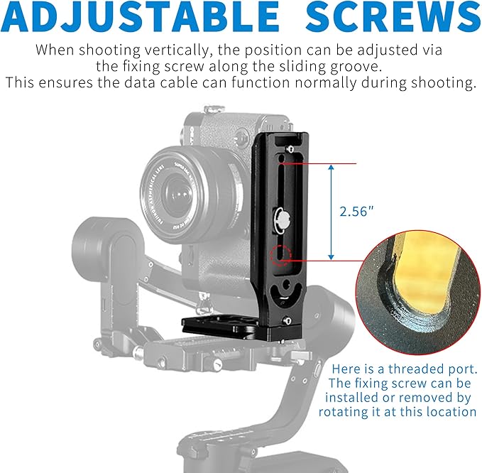 Bestoct DSLR Camera L Bracket with 1/4" & 3/8" Screw Hole, Vertical Horizontal Switching Tripod Mount Quick Release Plate Compatible with Canon Nikon Sony Stabilizer Tripod Monopod,for Arca Interface