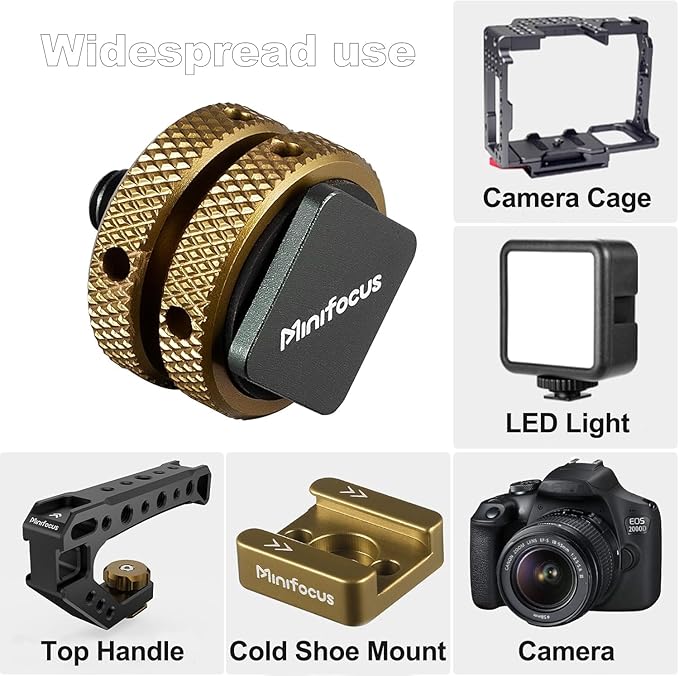 MINIFOCUS 4 Packs Camera Hot Shoe Mount Adapter, Double Nut with 1/4" and 3/8" Aluminum Alloy Tripod Screw Flash Shoe Mount for LED Monitors, Microphone, DSLR Field Monitor