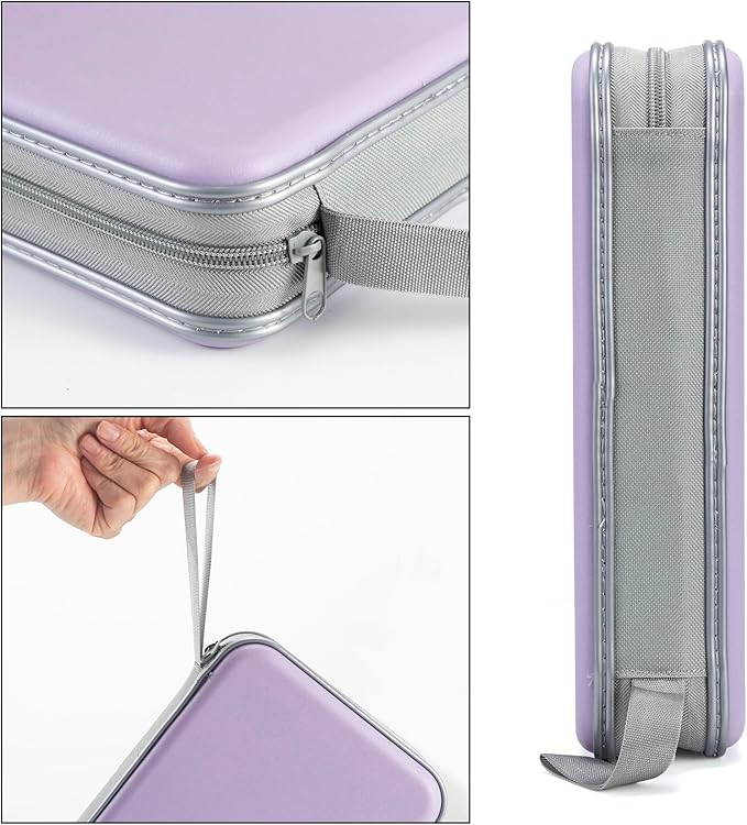 Alavisxf CD Case, 96 Capacity Hard Plastic DVD Disc Storage Case Holder with Zipper - Portable CD DVD Organizer for Car, Home, Travel (Lavender)