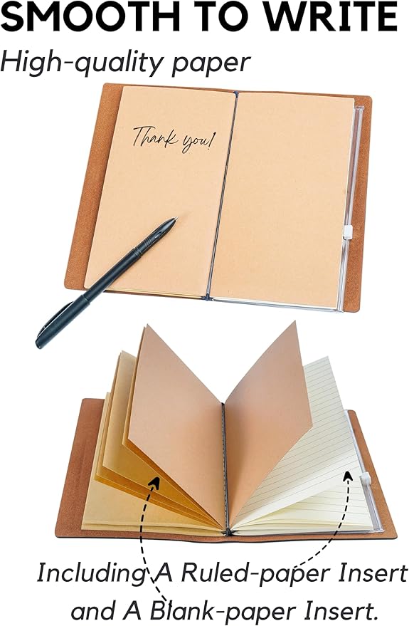 Photographer Gifts Journal for Women, Men, Photography Gifts for Photographers, Leather Embossed Refillable Notebook, Sketchbook, Travel Diary, 7x5 Inches - Camera