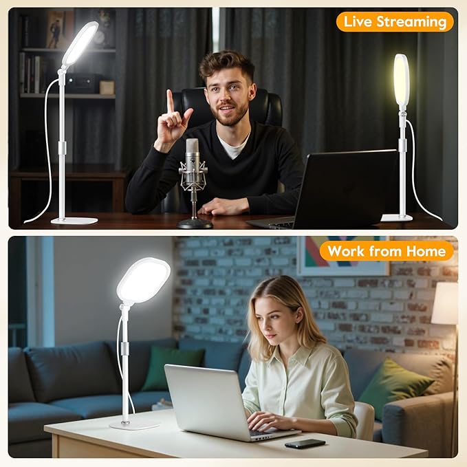 White 1Pack Video Conference Lighting for Zoom Meeting, Ring Light for Desk with Flexible Stand