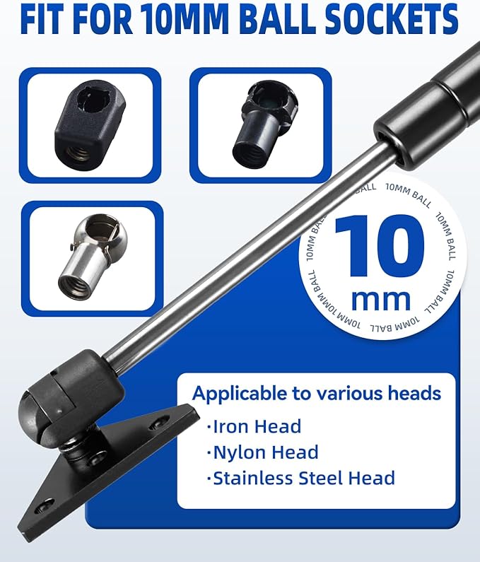 ARANA 10MM Gas Strut Mounting Brackets, Ball Stud Mount Bracket for Universal Lift Supports Shocks Spring Kits Hardware 4PCS with 16 Screws (Only Fits 10mm Ball Head)