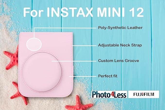 Fujifilm Instax Mini 12 Instant Film Camera, Fuji Instax Mini Film (20 Sheets), Fuji Rainbow Instant Film (10 Sheets), Protective Case, Album, Insax Mini Accessory Bundle (Blossom Pink)