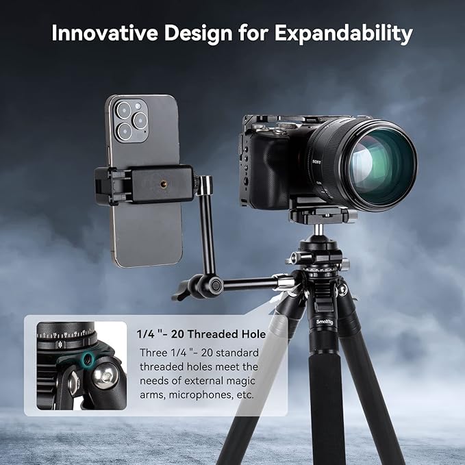 SmallRig AP-10 Carbon Fiber Tripod, 52.4" Lightweight Compact Camera Tripod with Detachable Monopod, 360° Ball Head, Quick Release Plate, Payload 26.5 lbs, for Canon for Sony, DSLR Camera, Phone-4060