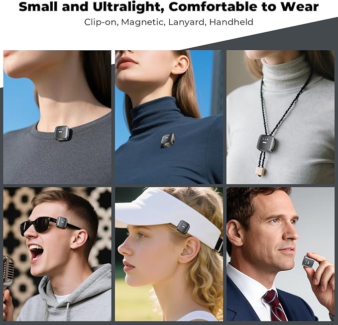 Wireless lavalier Microphone for iPhone/Cameras/Computers - AI Noise Cancellation, with Charging Dock, mini Magnetic Wireless Microphone, Perfect for vlogging and Live Streaming