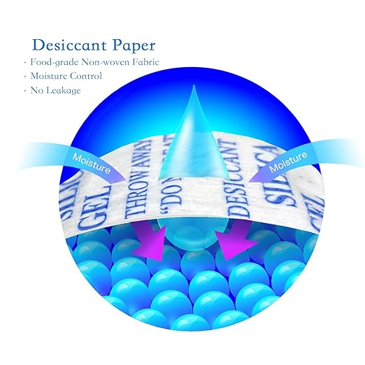 Silica Gel Packs - 15 Packs 50 Gram Desiccant Packets, Food Safe Moisture Absorbers for Storage, Reusable Silica Gel Dehumidifier for Electronics, Clothes, Documents