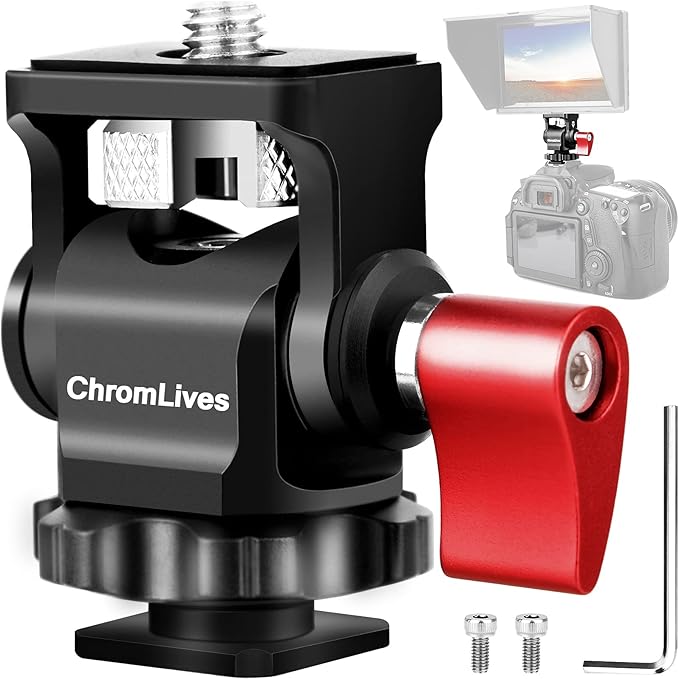 Field Monitor Mount Holder,ChromLives Swivel and Tilt Adjustable Camera Monitor Holder Mount with Cold Shoe for 5/7 inch Monitors,Support Tilt 180° and Swivel 360°(Updated Design)
