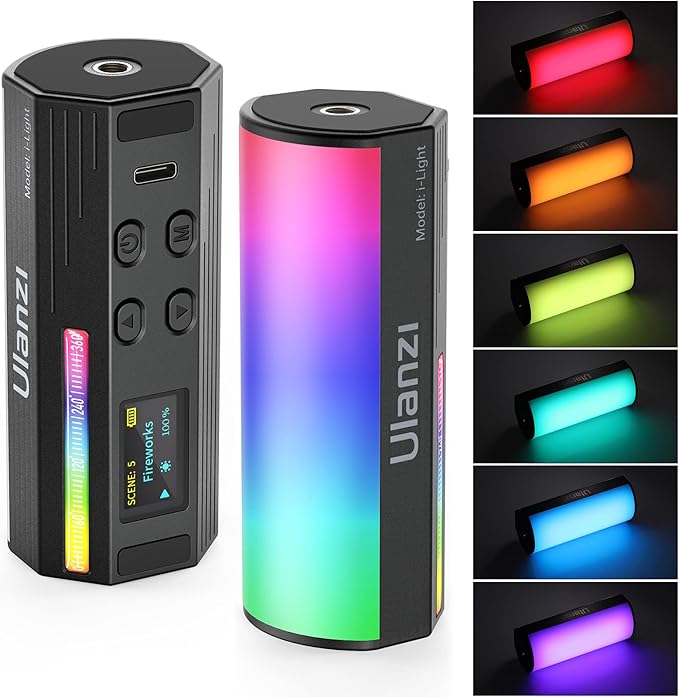 ULANZI Magnetic Light Wand, 360° Full Color RGB LED Video Light for Photography, 2000mAh Rechargeable Mini Light Stick for Video Shooting, 2500-9000K Handheld Tube Light for Vlog TikTok YouTube